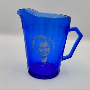 Vintage 1930’s Shirley Temple Cobalt Blue Glass Ridged Pitcher